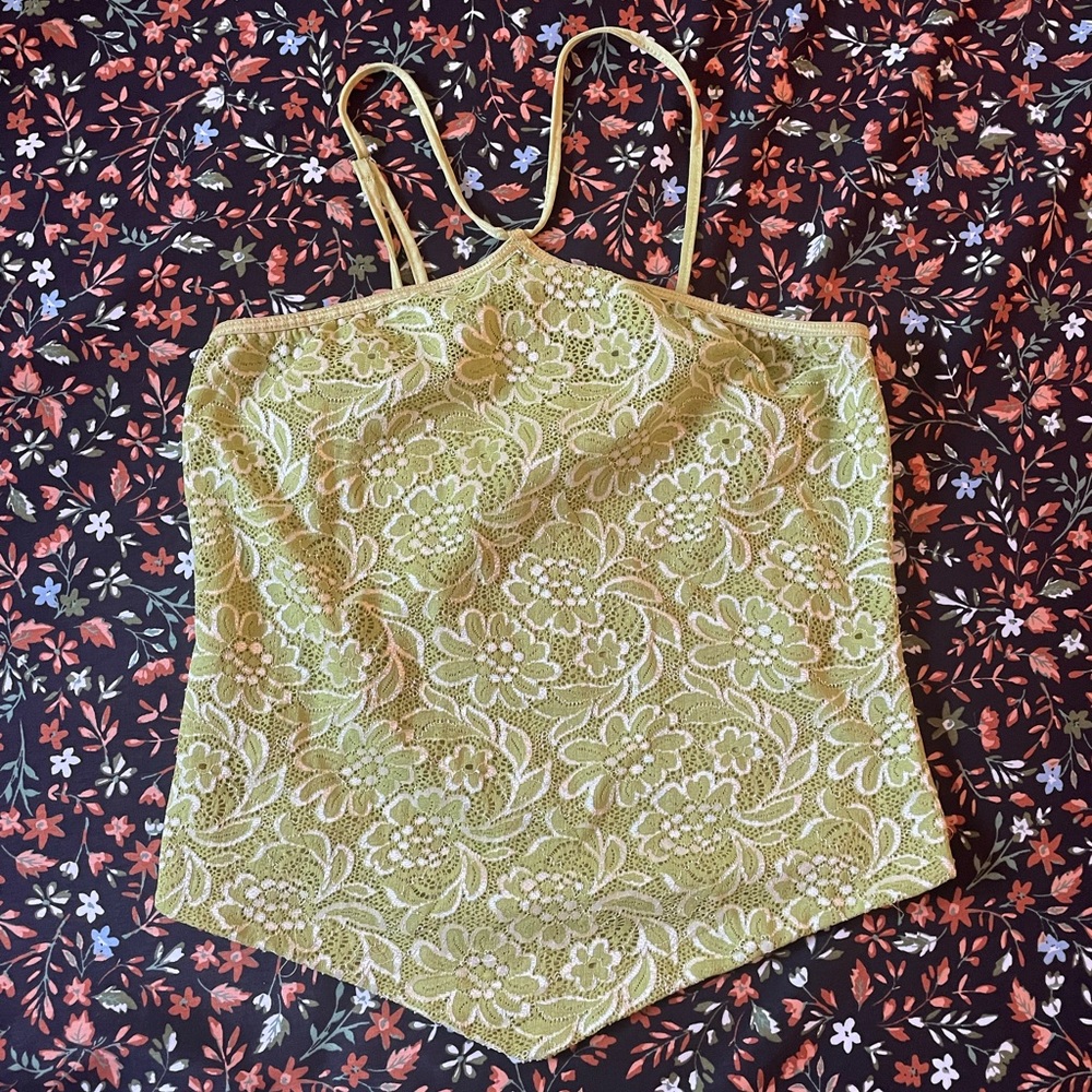 Vintage Green Floral Halter Top